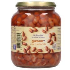 g'woon bruine bonen of witte bonen in tomatensaus